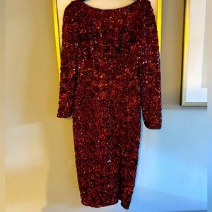 Marchesa Notte sequin bouquet midi dress